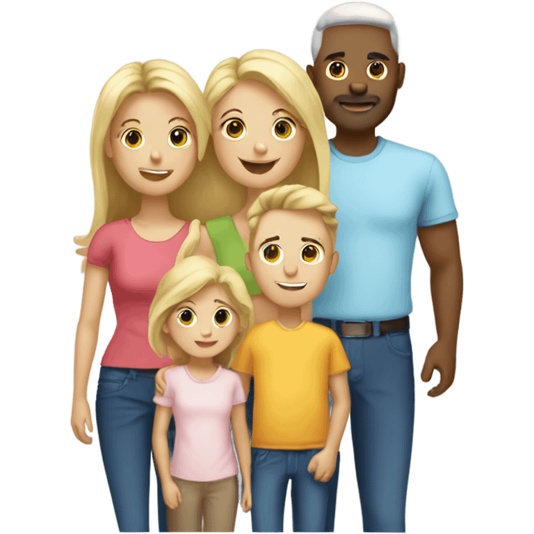 Dad And mom with 2 sisters blonde and 2 brothers  emoji