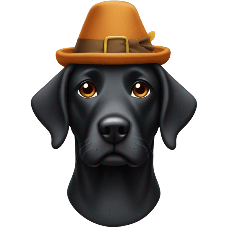 Full size Black Lab dog in a turkey hat costume emoji