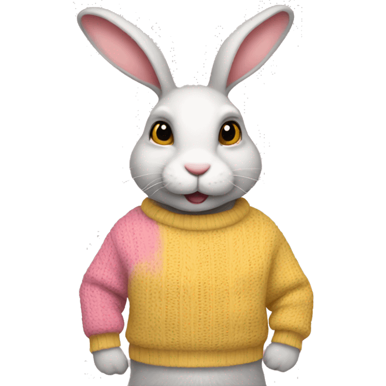 Rabbit wearing sweater yellow pink emoji