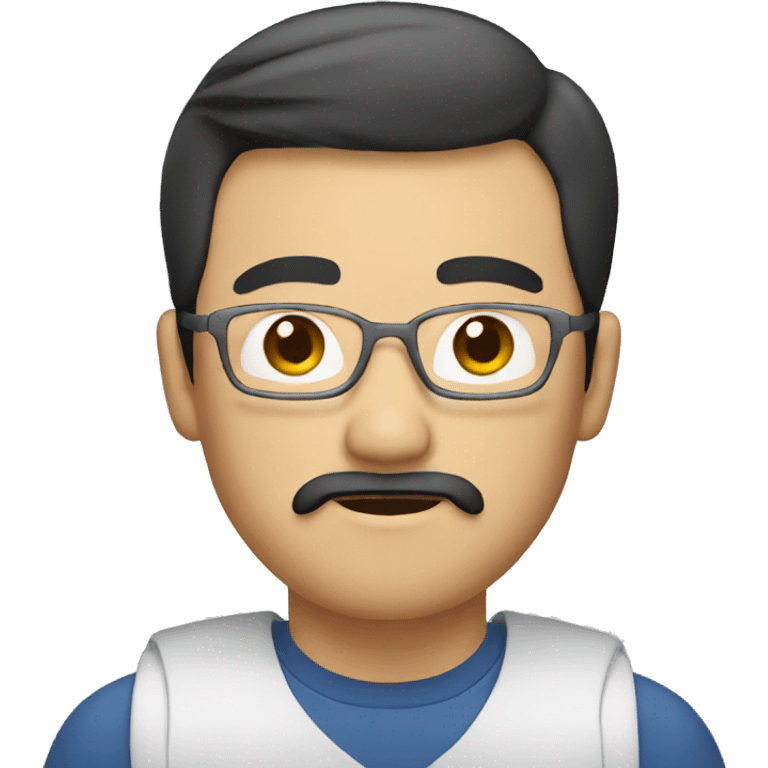 asian man with slight beard and moustache and chin moustache with a laptop emoji