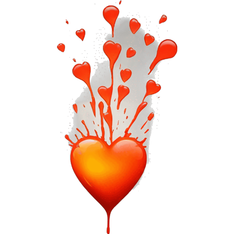 bleeding red heart glowing red-orange with splatter emoji