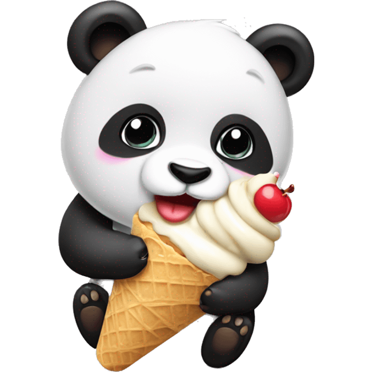 Panda eating ice cream emoji