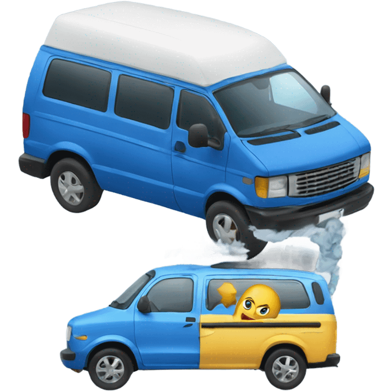 Van hitting blue car emoji