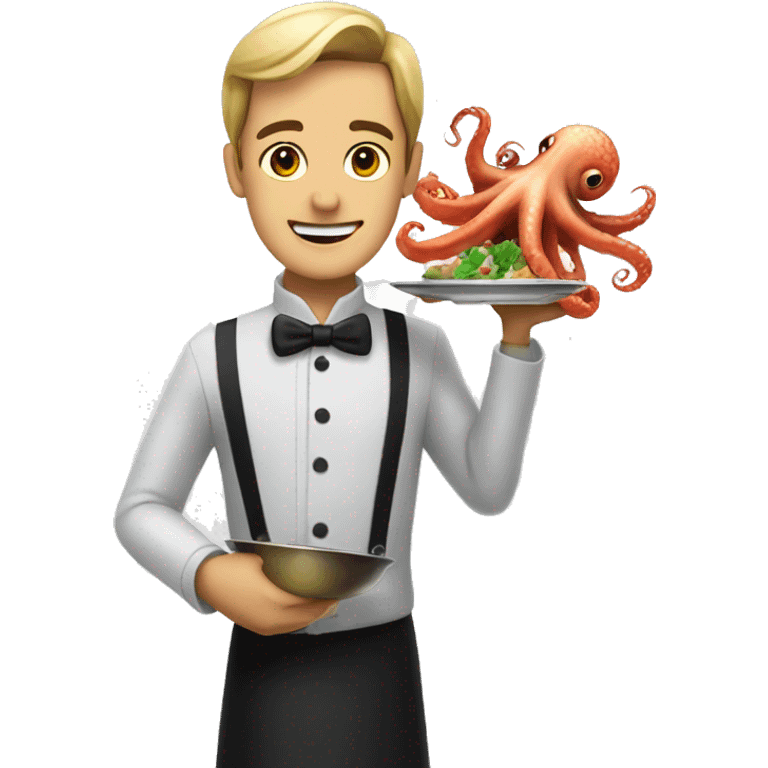 waiter with octopus emoji