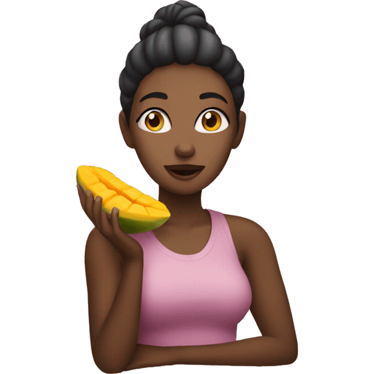 Woman eating mango emoji