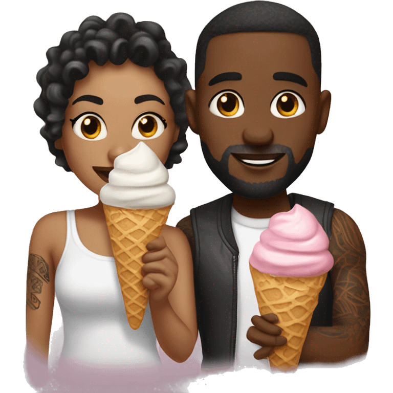 Cute ice cream date for beautiful tattooed couple emoji