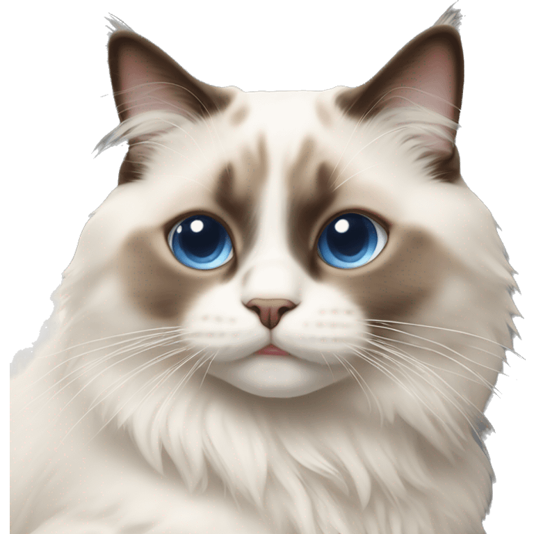 cute ragdoll cat with a small smile laying down emoji