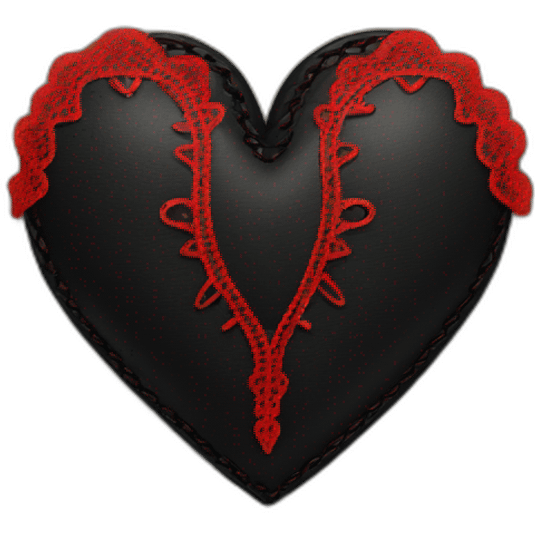 Black leather heart with red lace border emoji