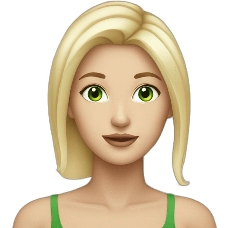 white woman, blonde hair, green eyes, beautiful emoji