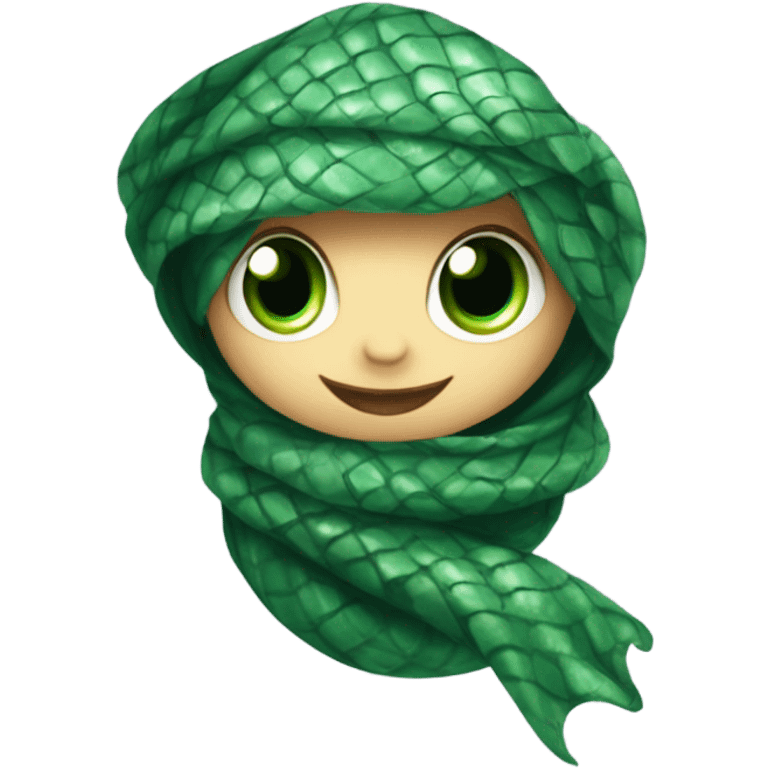 cute baby snake wearing Slytherin scarf emoji