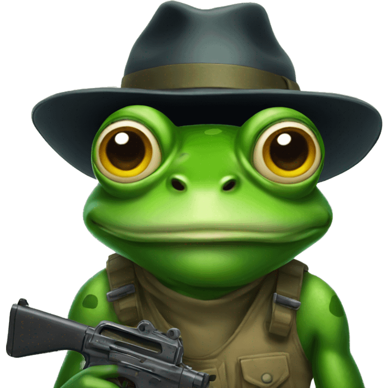 a frog with a gun emoji