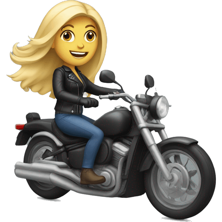 Blonde woman riding motorcycle emoji