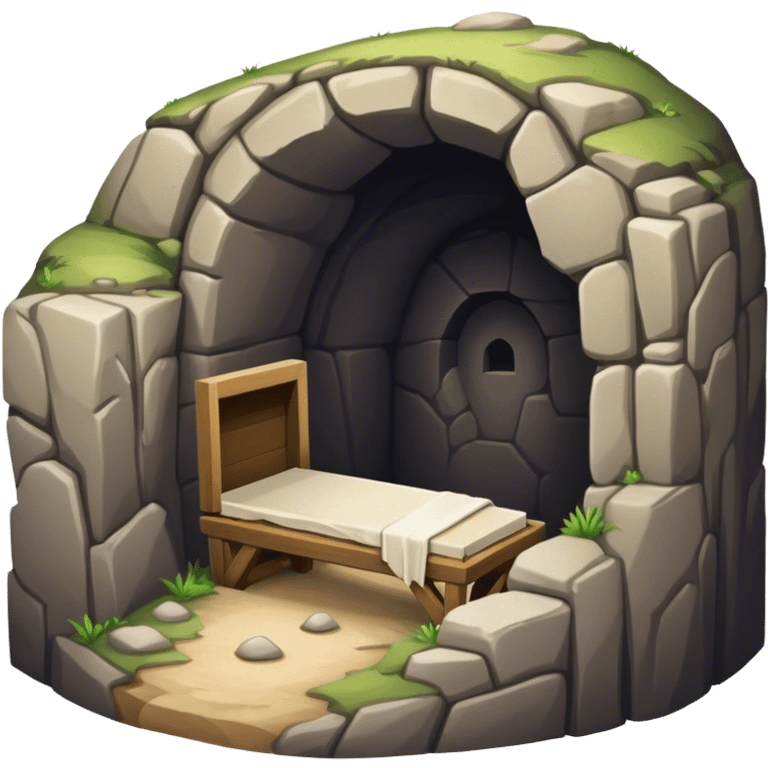 cave tomb with stone rolled, Jesus’ empty tomb  emoji