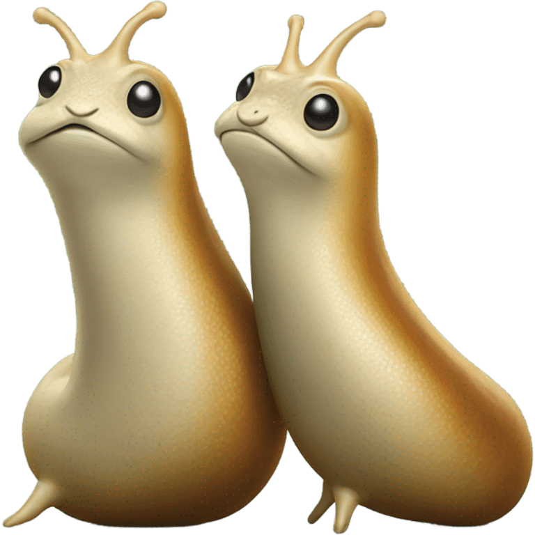 Two slugs walking in a park emoji