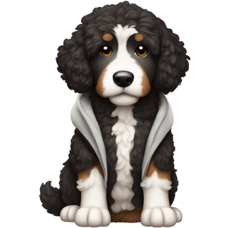 Bernedoodle wearing hoodie  emoji