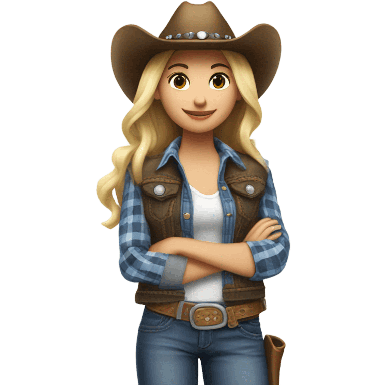 Left brunette girl and right blonde girl in cowboy style emoji