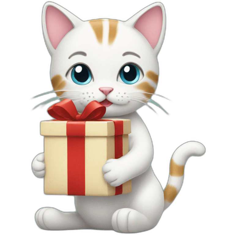 cat holding present emoji