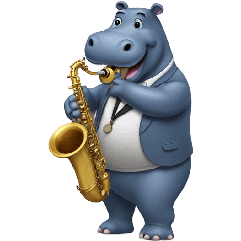 Hippo playing sax in nyc emoji