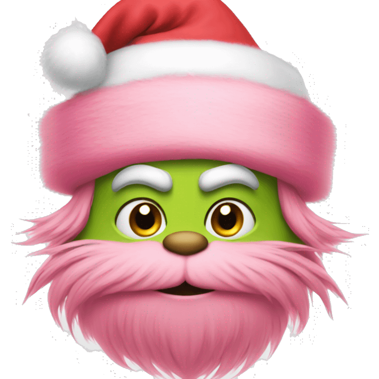 Grinch wearing pink Santa hat emoji