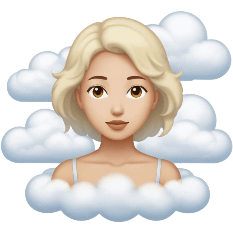 Woman with no face in clouds instead from shoulders up emoji