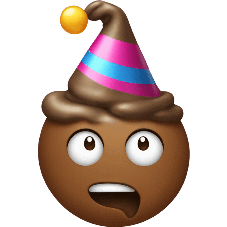 Poop emoji with party hat emoji