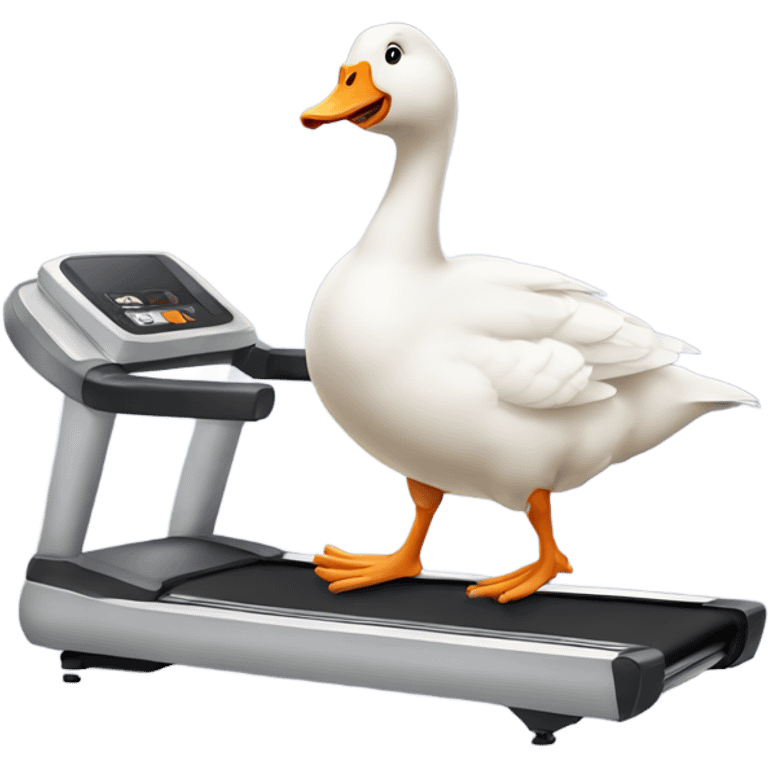 Goose walking on a treadmill emoji