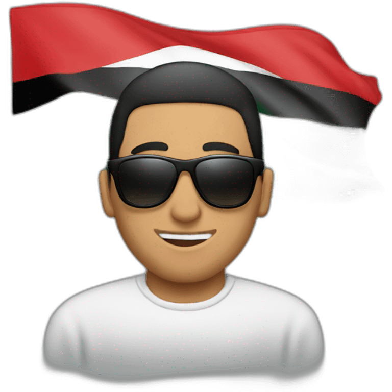 Muslim men with sunglasses take Palestine flag emoji