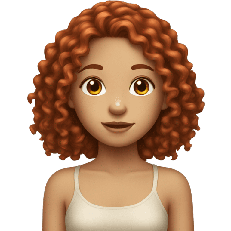 Girl with freckles and deep red long curly hair and light skin emoji