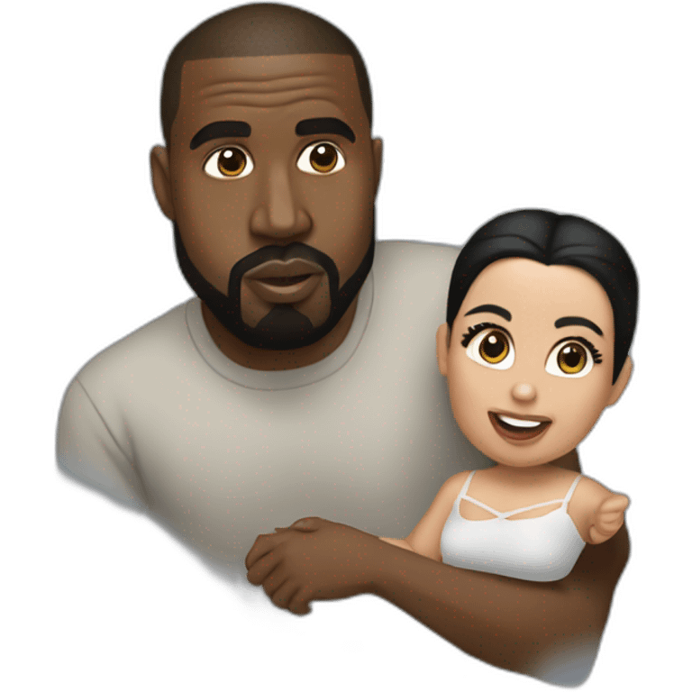 kim kardashian holding midget kanye emoji