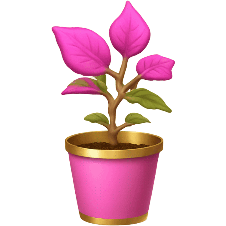 Pink plant in gold pot emoji