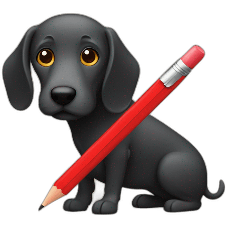 a sausagedog holding a red pencil emoji