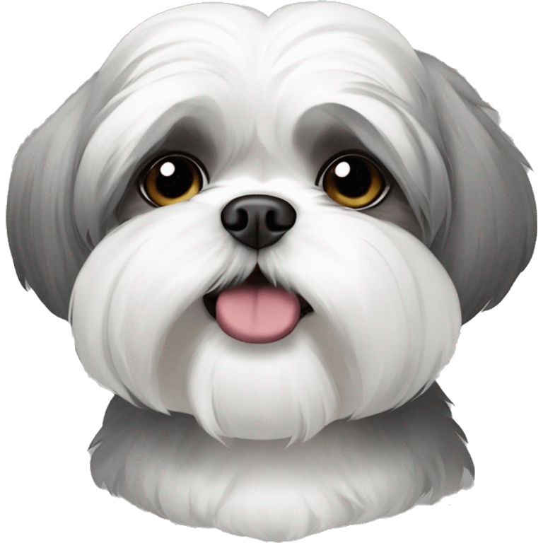 White and grey shih tzu with underbite emoji