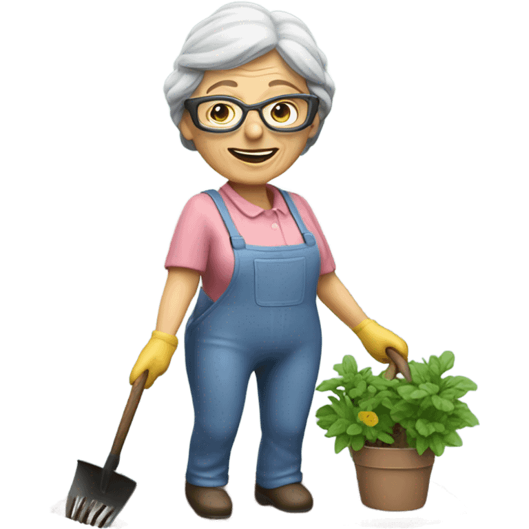 3d hyper realistic senior woman gardening  emoji