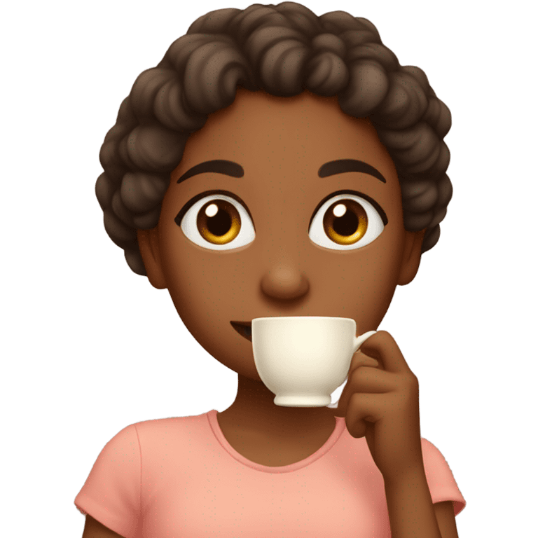 Brown girl sipping tea with pinky up emoji