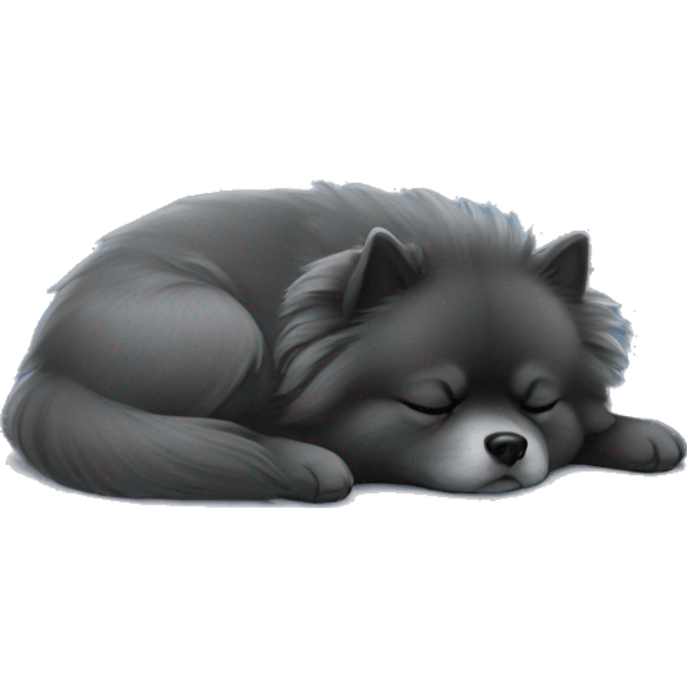 Sleeping dark grey pomeranian emoji