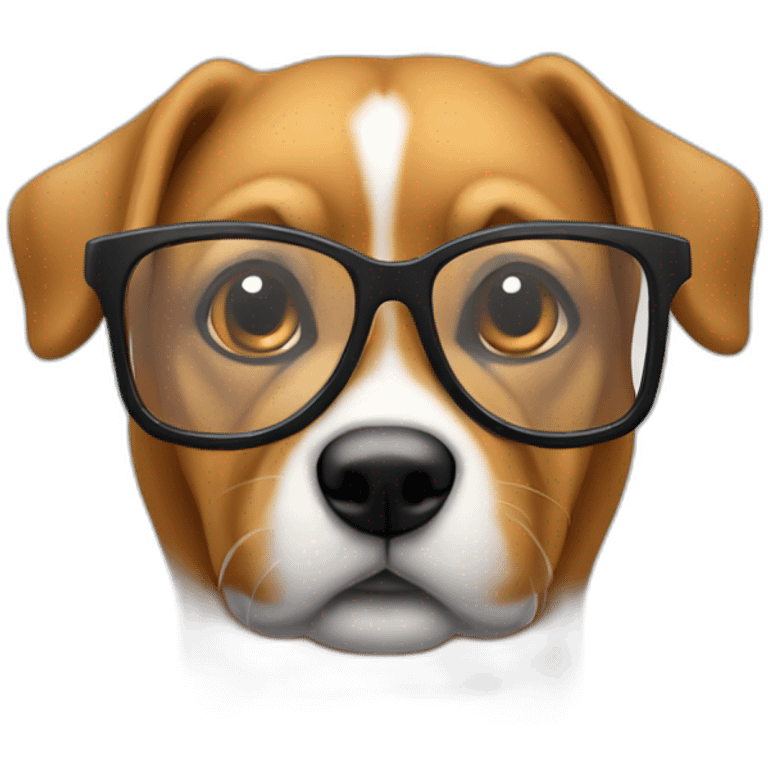 bouledog avec des lunettes en vitre emoji