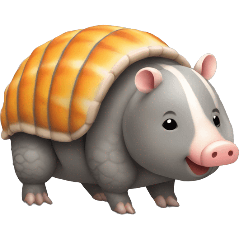 Yellow and gray chubby round armadillo pig panda centipede with orange face armadillo emoji