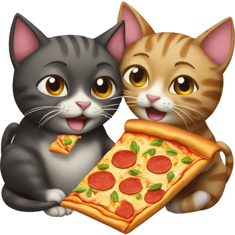 two cats eating pizza emoji