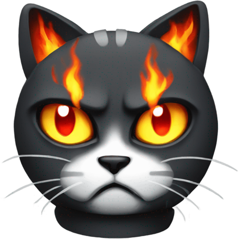 Pixel Angry Cat with Fire Eyes emoji