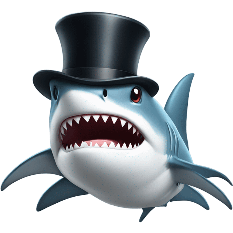 Shark with a top hat emoji