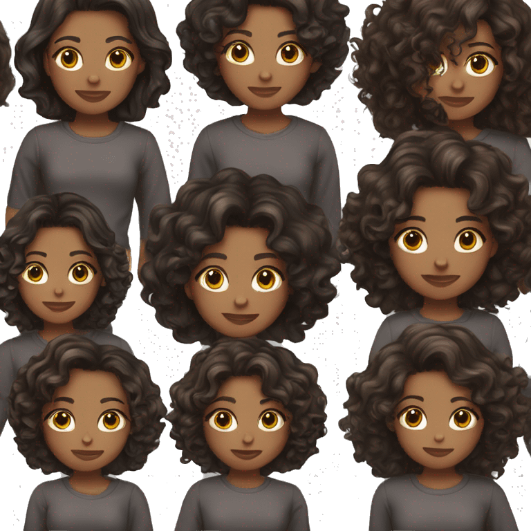 Girl with dark brown hair and and a mix of wavy and curly hair  emoji