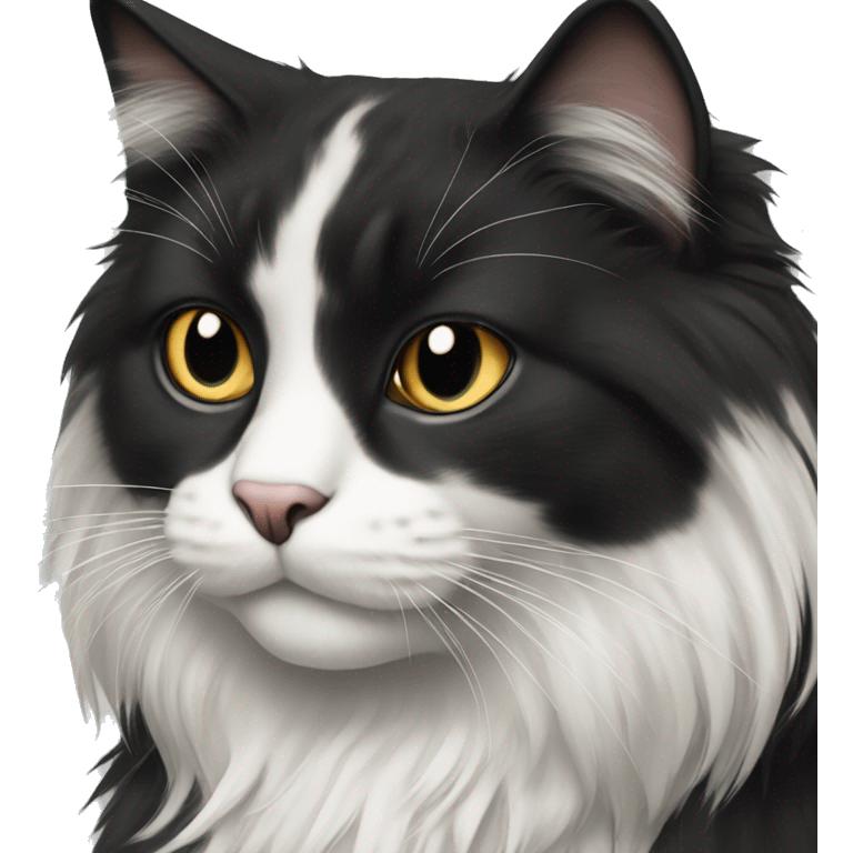 black and white longhair cat emoji