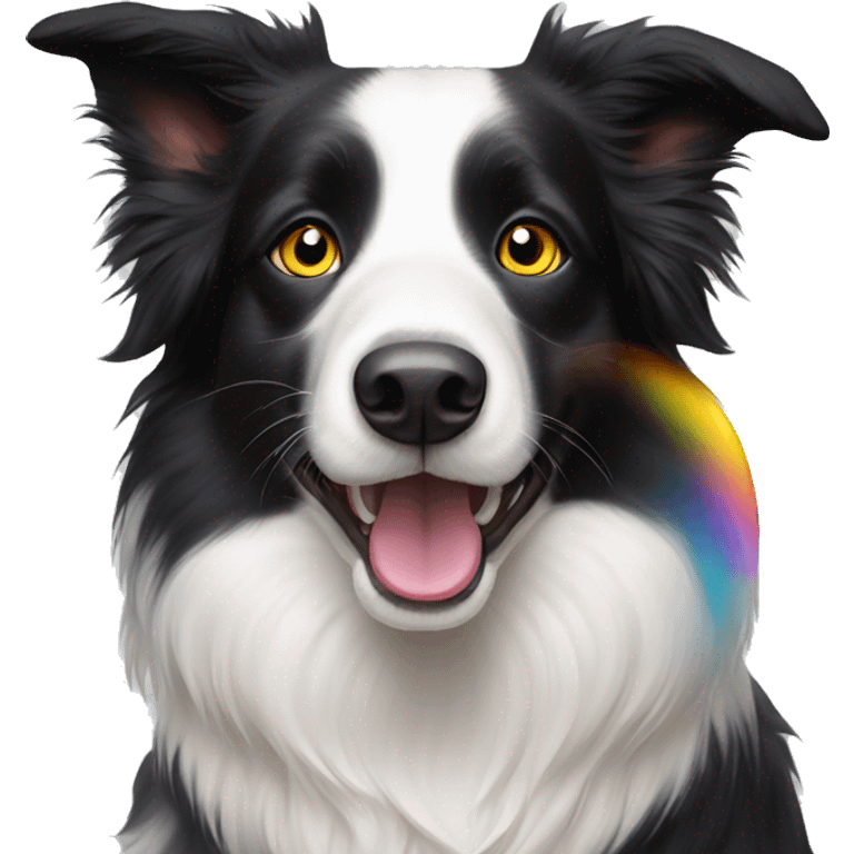 Border Collie with rainbow-coloured eyes. emoji