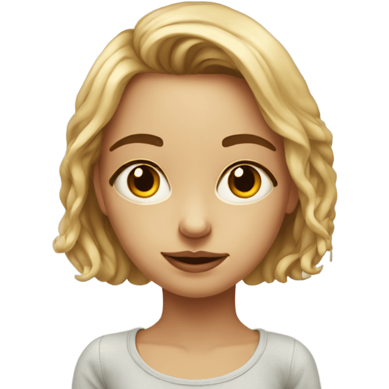 realistic portrait of girl and thinking of love emoji