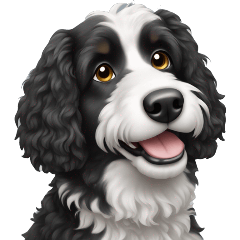 black and white aussie doodle dog emoji