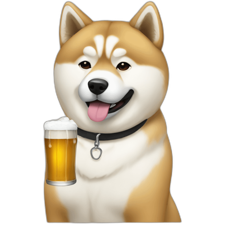 Akita drinking beer  emoji