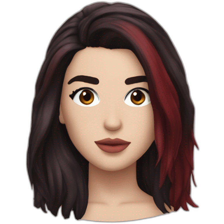 Dua Lipa with dark red hair emoji