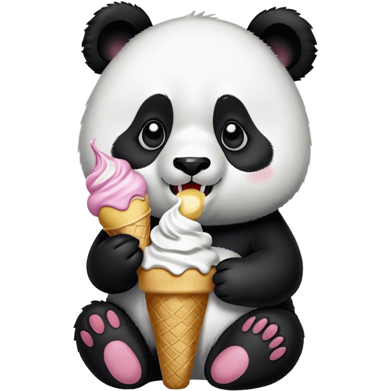 Panda eating ice cream emoji