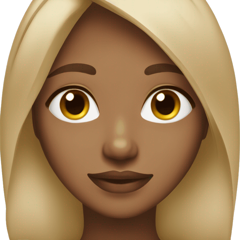 pretty girl with brown medium, brown and highlight blond hair with mole between her eyes emoji