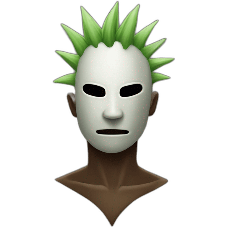 An imaginary figure wearing a spike mask emoji